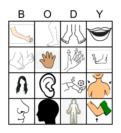 Body Part Bingo Card