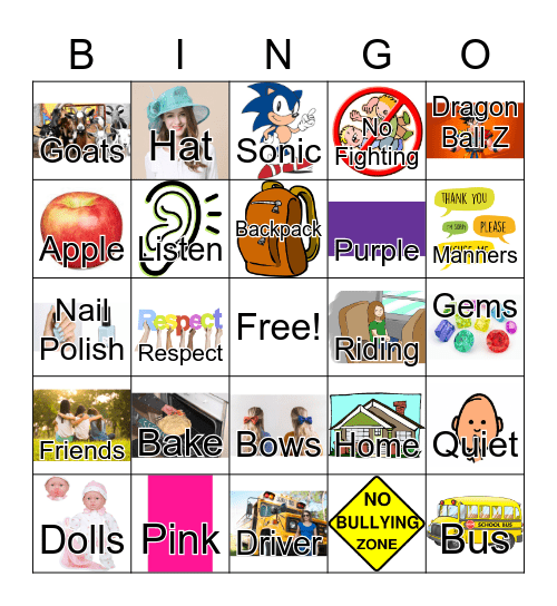 Bus Safety Bingo Card