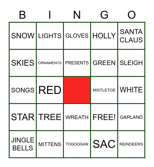 LAA's HOLIDAY BINGO Card