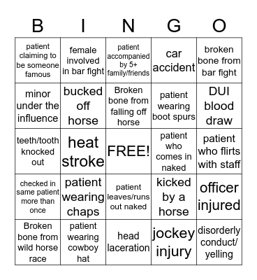 BHS Bingo Card