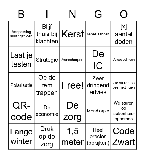 PersCo 12 november 2021 Bingo Card