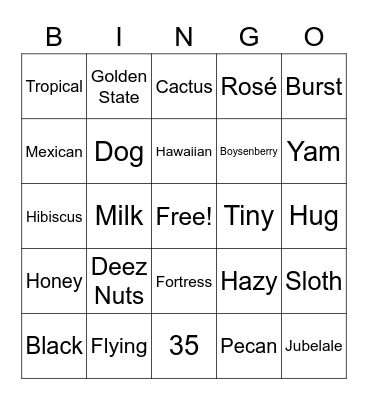 LA Brewsology Beer Fest Bingo Card