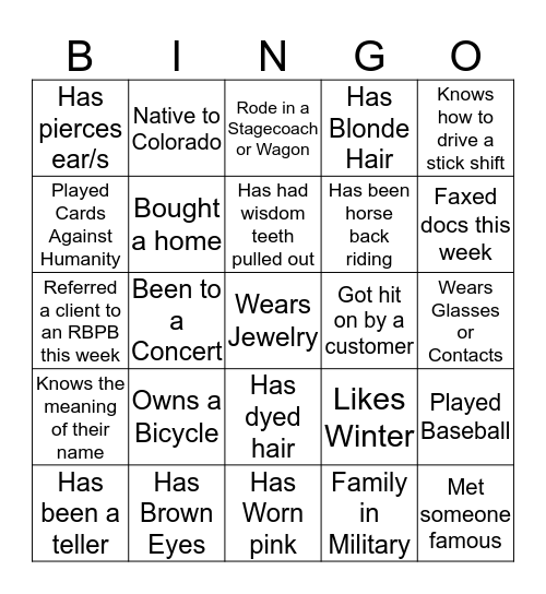 Fun Friday Bingo Card