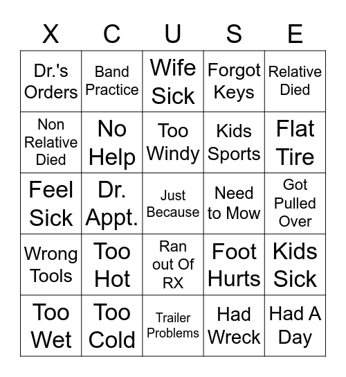 Bryan Bingo Card