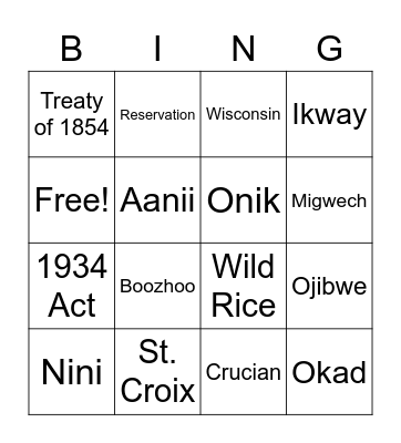 St. Croix Activity Bingo Card