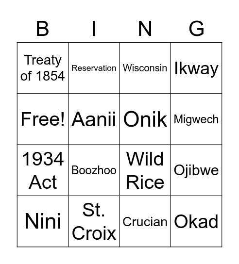 St. Croix Activity Bingo Card