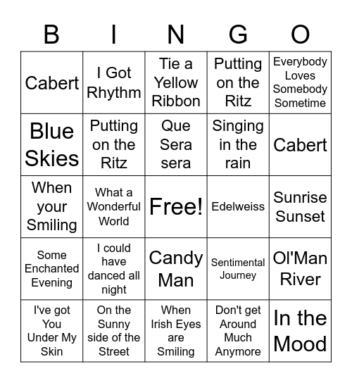 Music Bingo November 2021 Bingo Card