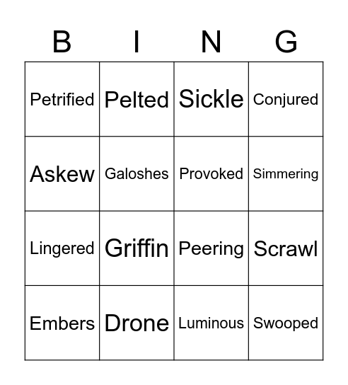 Harry Potter Bingo Card