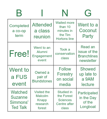 Forestry Bingo! Bingo Card