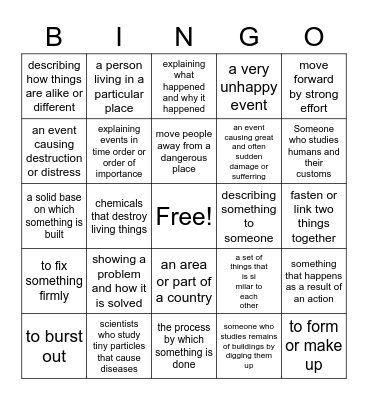Dictionary Bingo Card