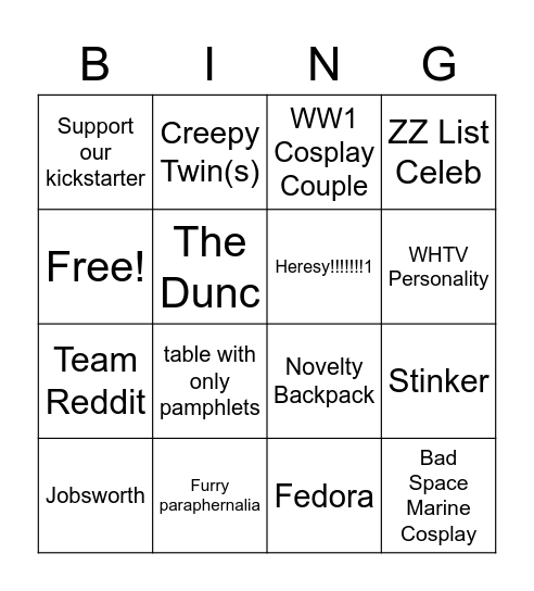 Salute Bingo Card