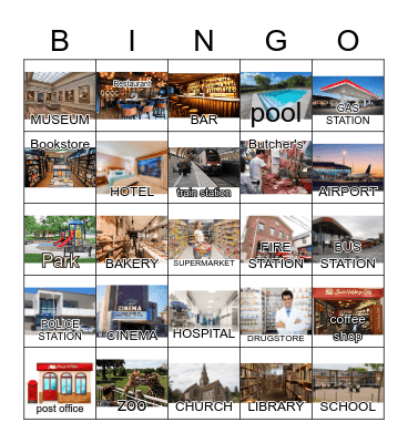 Places in the City Bingo Card