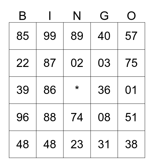 Bingo do Capítulo "Santos" n°286 Bingo Card