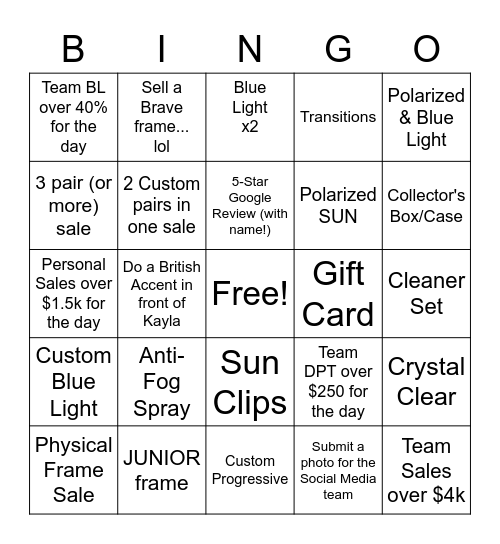Black Friday Bingo Bonanza Bingo Card
