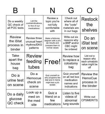 ACP Knowledge Flex Bingo Card