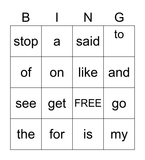 Red Word Bingo Card