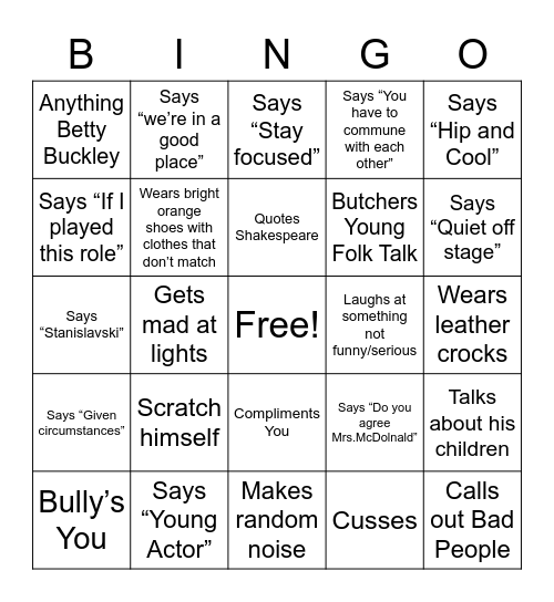 Jack's Bing Kougias Bingo Card