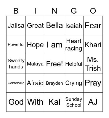 Isaiah Bingo Card