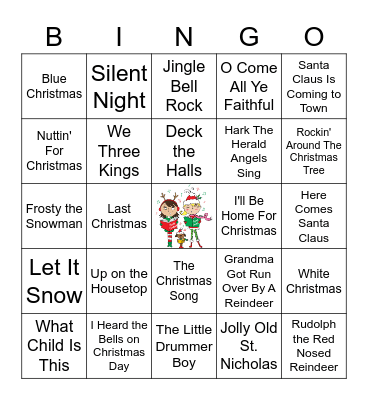 CHRISTMAS CAROL BINGO Card