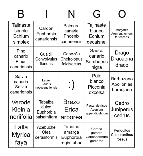 Bingo botánico Bingo Card