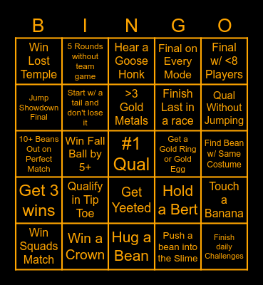 Fall Guys Bingo Card