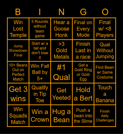 Fall Guys Bingo Card