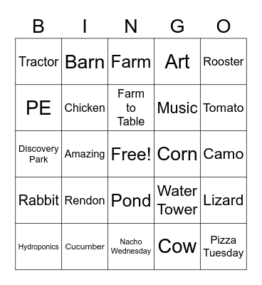 Tarver-Rendon Elementary BINGO Card