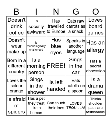 KERRI'S GET TO KNOW YOU  Bingo Card