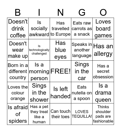 KERRI'S GET TO KNOW YOU  Bingo Card