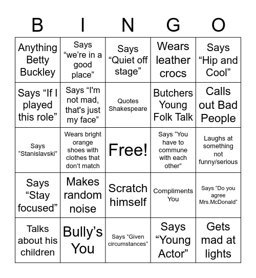 Jack's Bing-Kougias Bingo Card