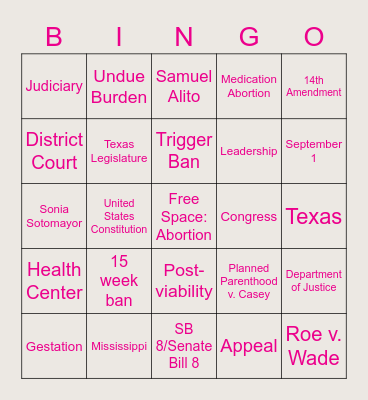 What's Up With SCOTUS Bingo Card