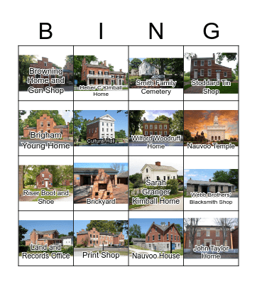 Nauvoo Bingo Card