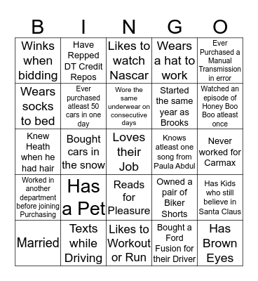 DriveTime Buyers Meeting 2015 Bingo Card
