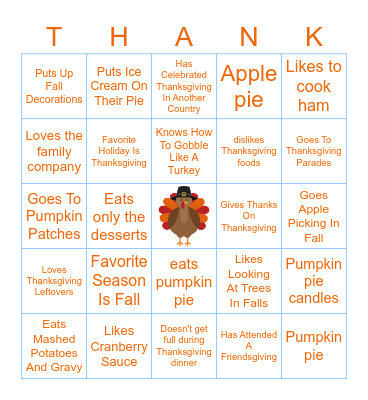 Fall Themed Bingo Card