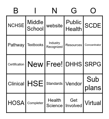 HS UPDATES HSE 2021 Bingo Card