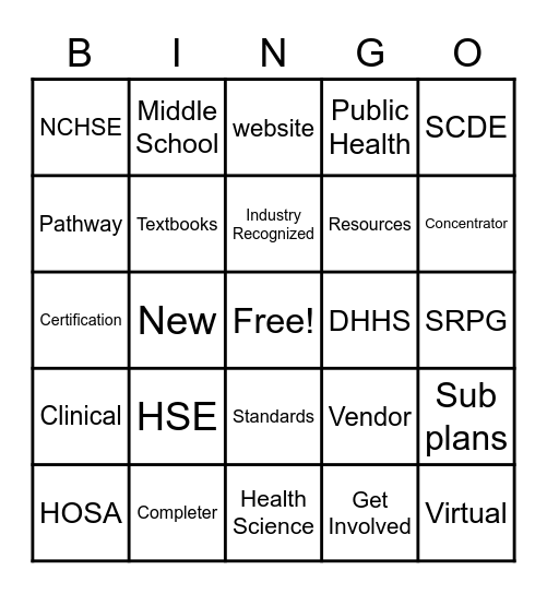 HS UPDATES HSE 2021 Bingo Card