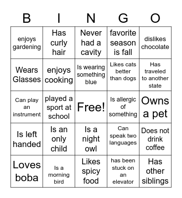 Untitled Bingo Card
