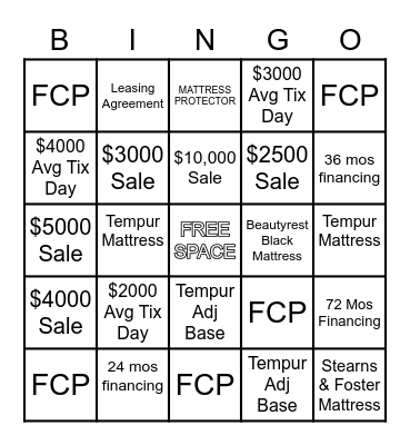 ASHLEY HOMESTORE Bingo Card
