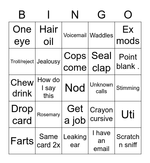 Msashycat Bingo Card