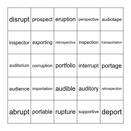 aud/spec/port Bingo Card