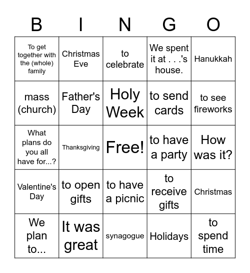 9.1 Vocabulario Bingo Card