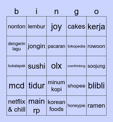 hee's Bingo Card