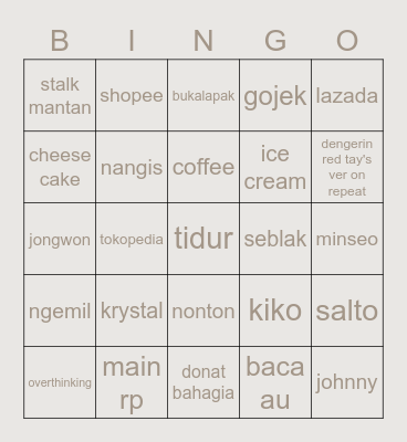 minceo's ☆ Bingo Card