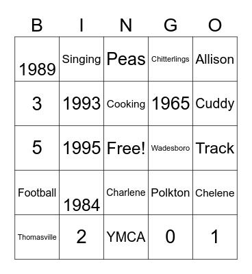 Birthday Bash Bingo Card