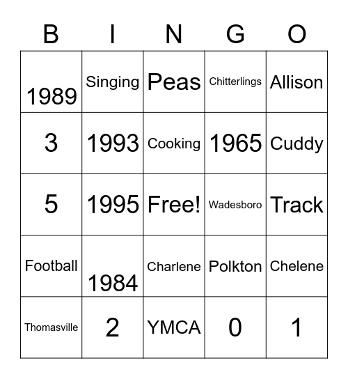 Birthday Bash Bingo Card