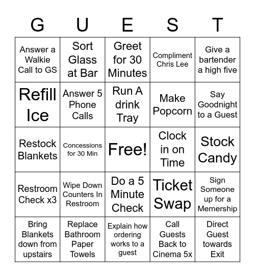 Weekend Contest 11/14/21 Bingo Card