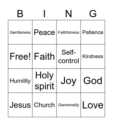 Fruits of the spirit Bingo Card