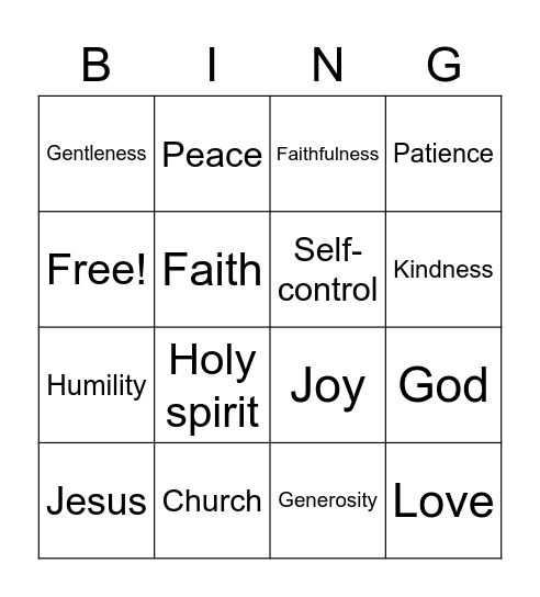 Fruits of the spirit Bingo Card