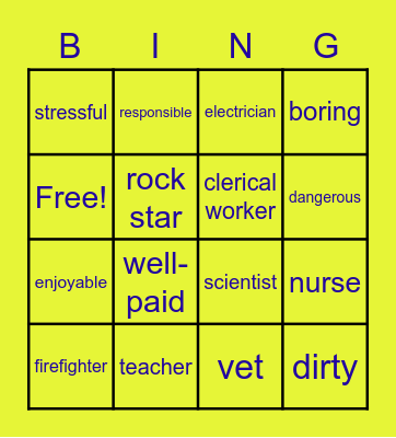 VOCUBULARY WORDS Bingo Card