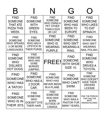 Bridal Shower Bingo Card